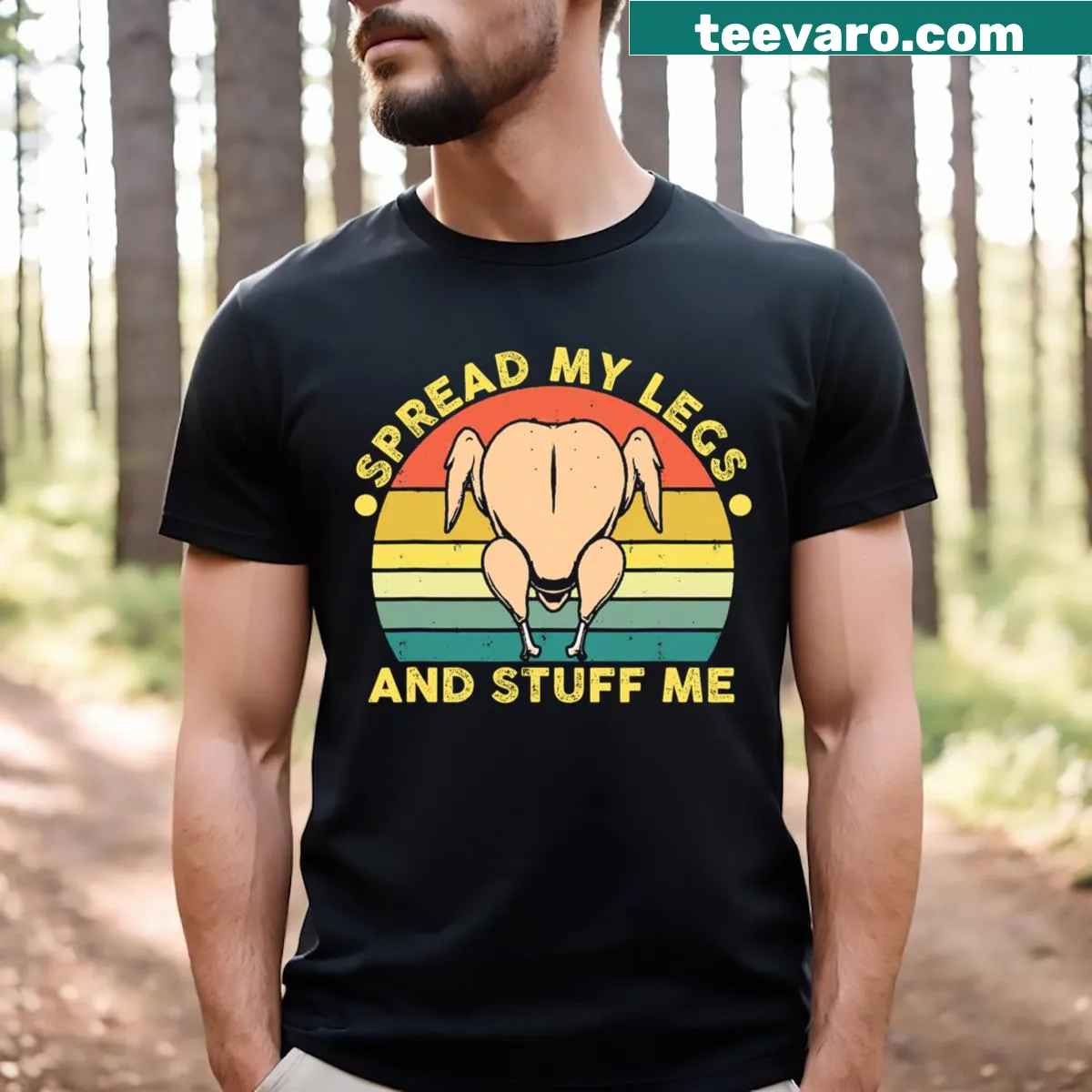 Funny Thanksgiving T-shirt with humorous stuffing phrase — on a men's t-shirt