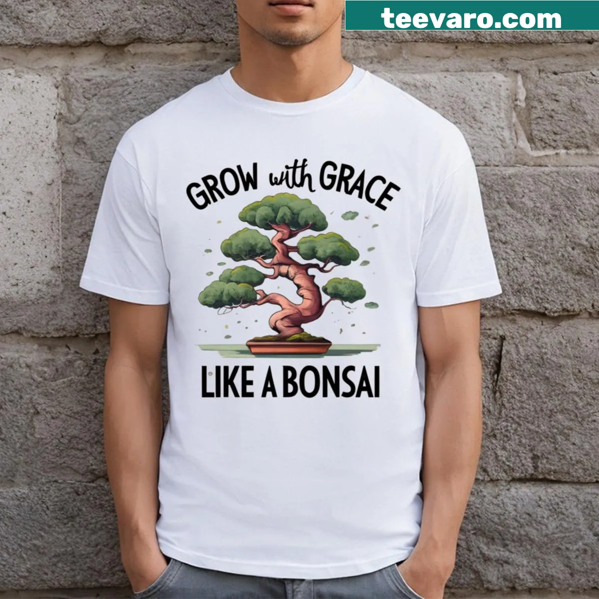 Inspirational typography on a T-shirt promoting growth and grace — on a men's t-shirt