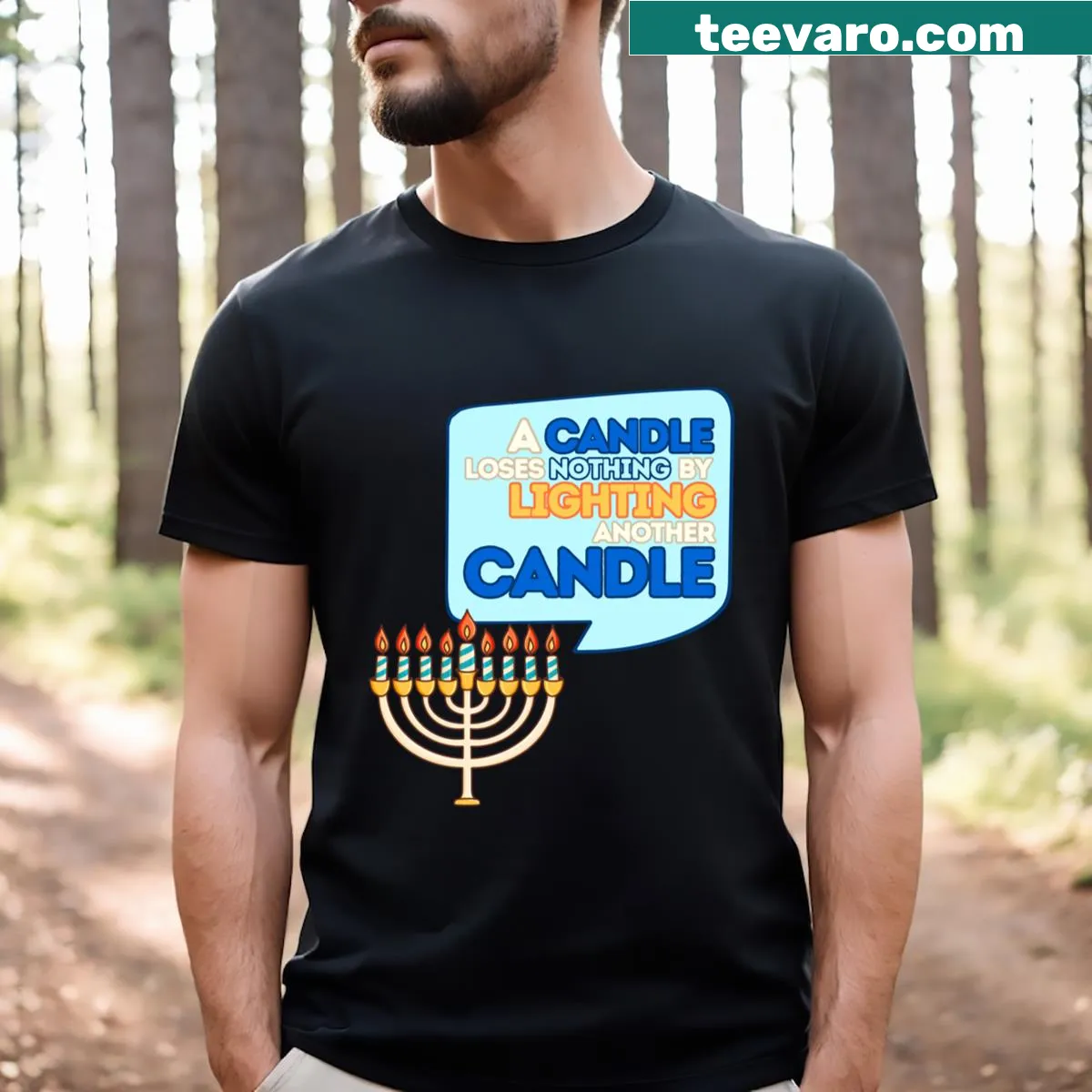 Inspirational Hanukkah-themed typography on a T-shirt — on a men's t-shirt
