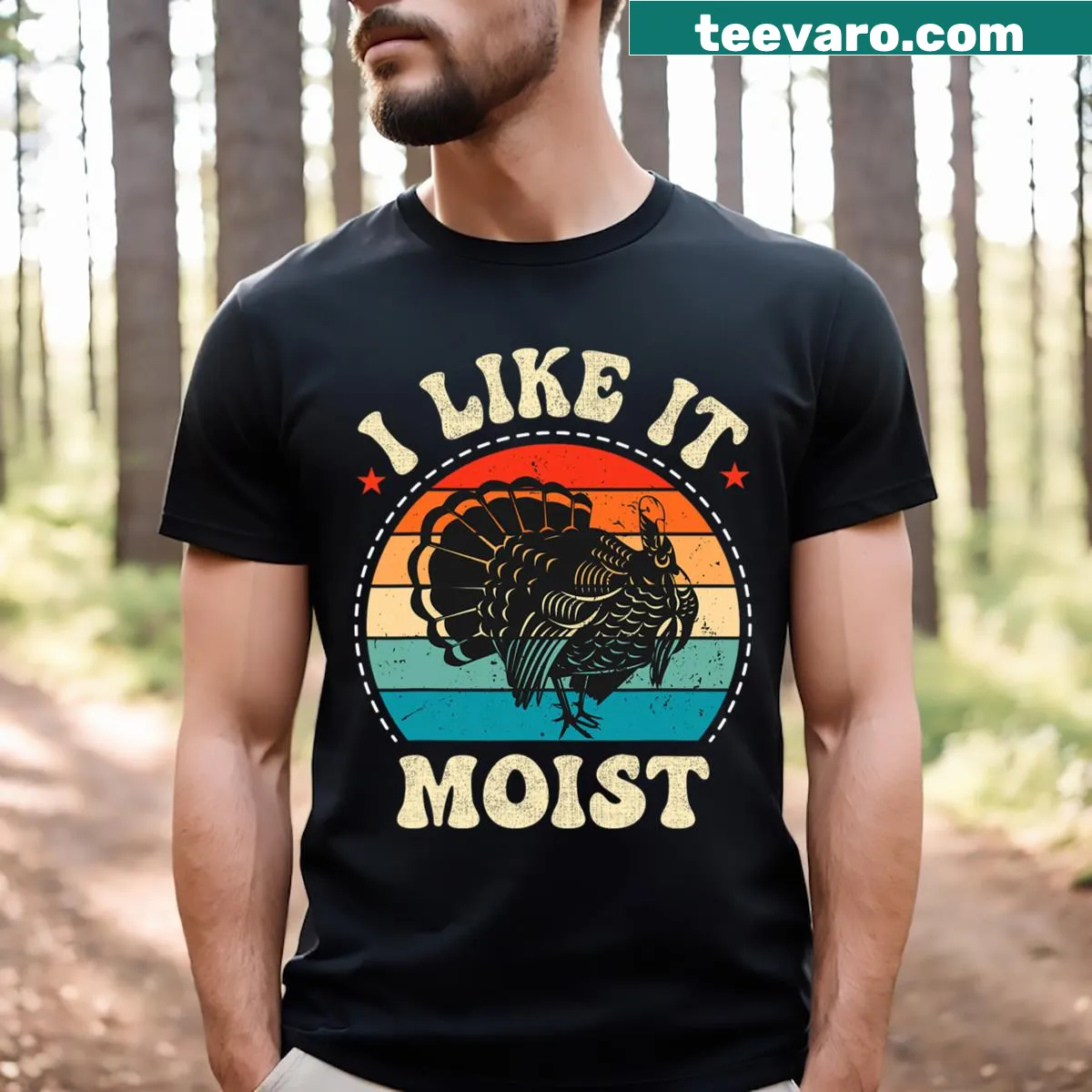 Funny Thanksgiving tee featuring a turkey leg and humorous text — on a men's t-shirt
