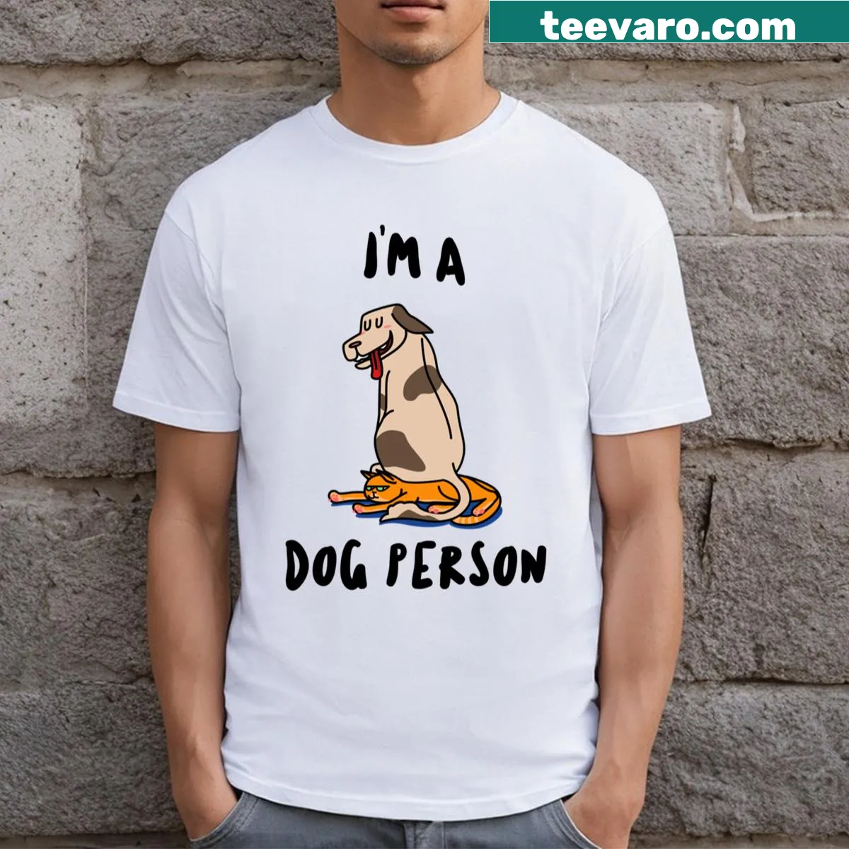 I'm A Dog Person t-shirt with bold text design — on a men's t-shirt