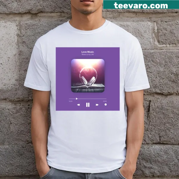 Love Music Playlist Poster T-shirt with musical illustration