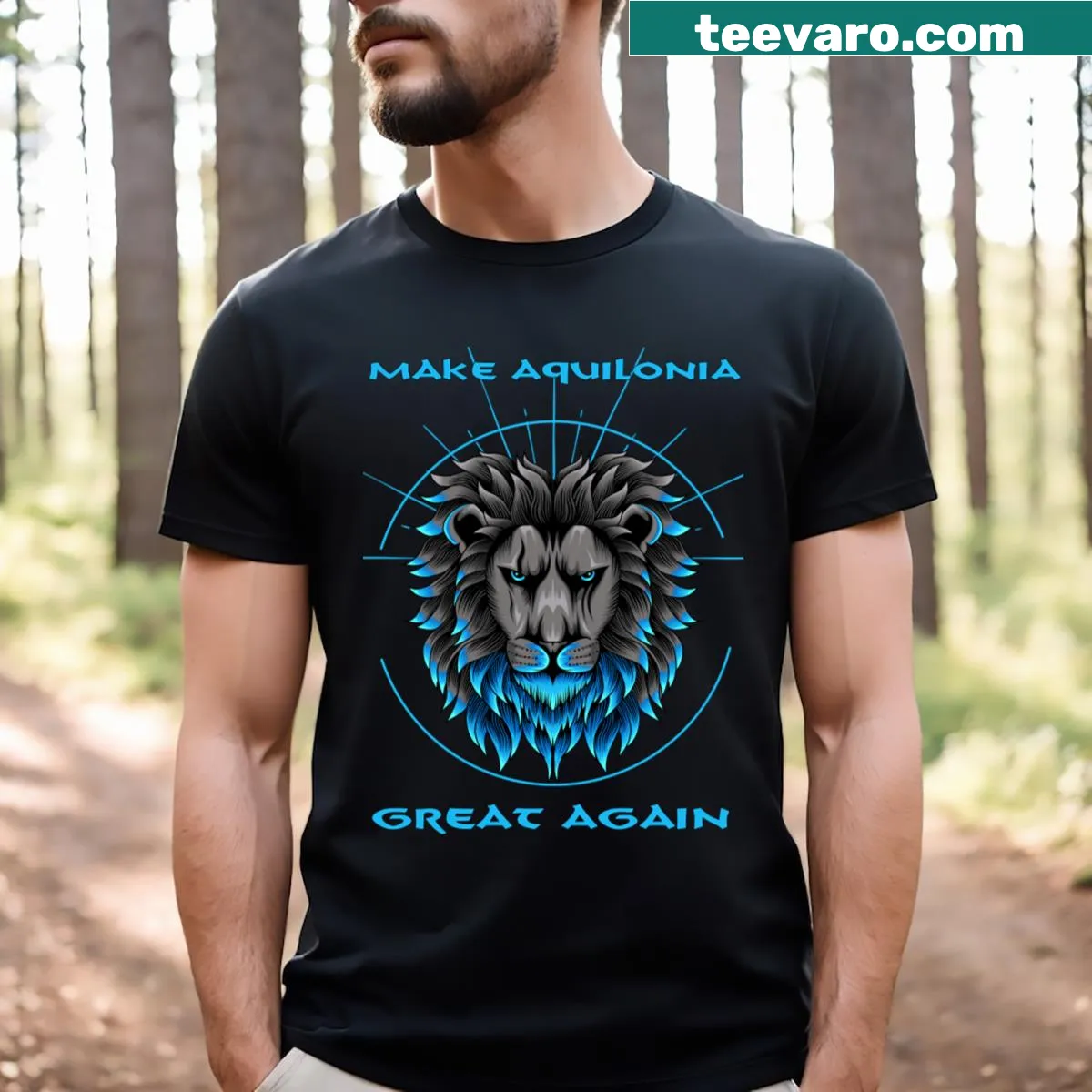 T-shirt with 'Make Aquilonia Great Again' slogan — on a men's t-shirt