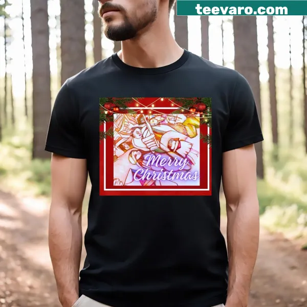 Festive Merry Christmas graphic on T-shirt