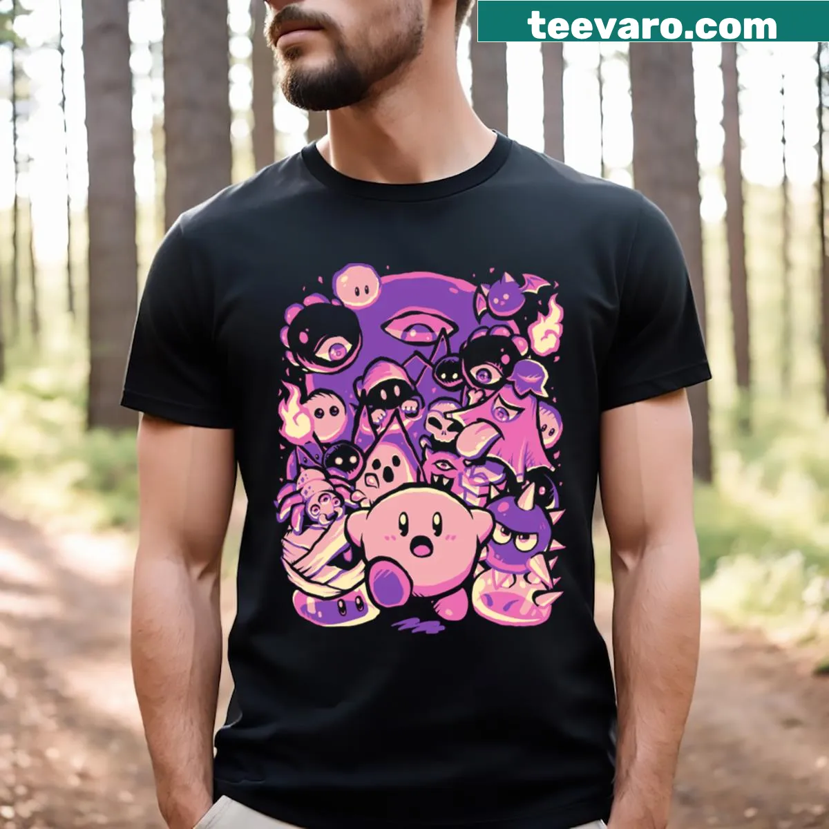 Eerie graphic T-shirt depicting a surreal Nightmare Land — on a men's t-shirt