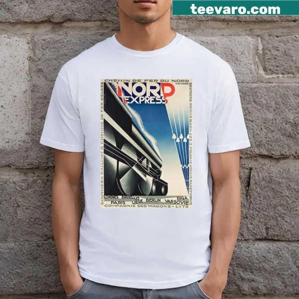 Vintage French railway poster design on a T-shirt