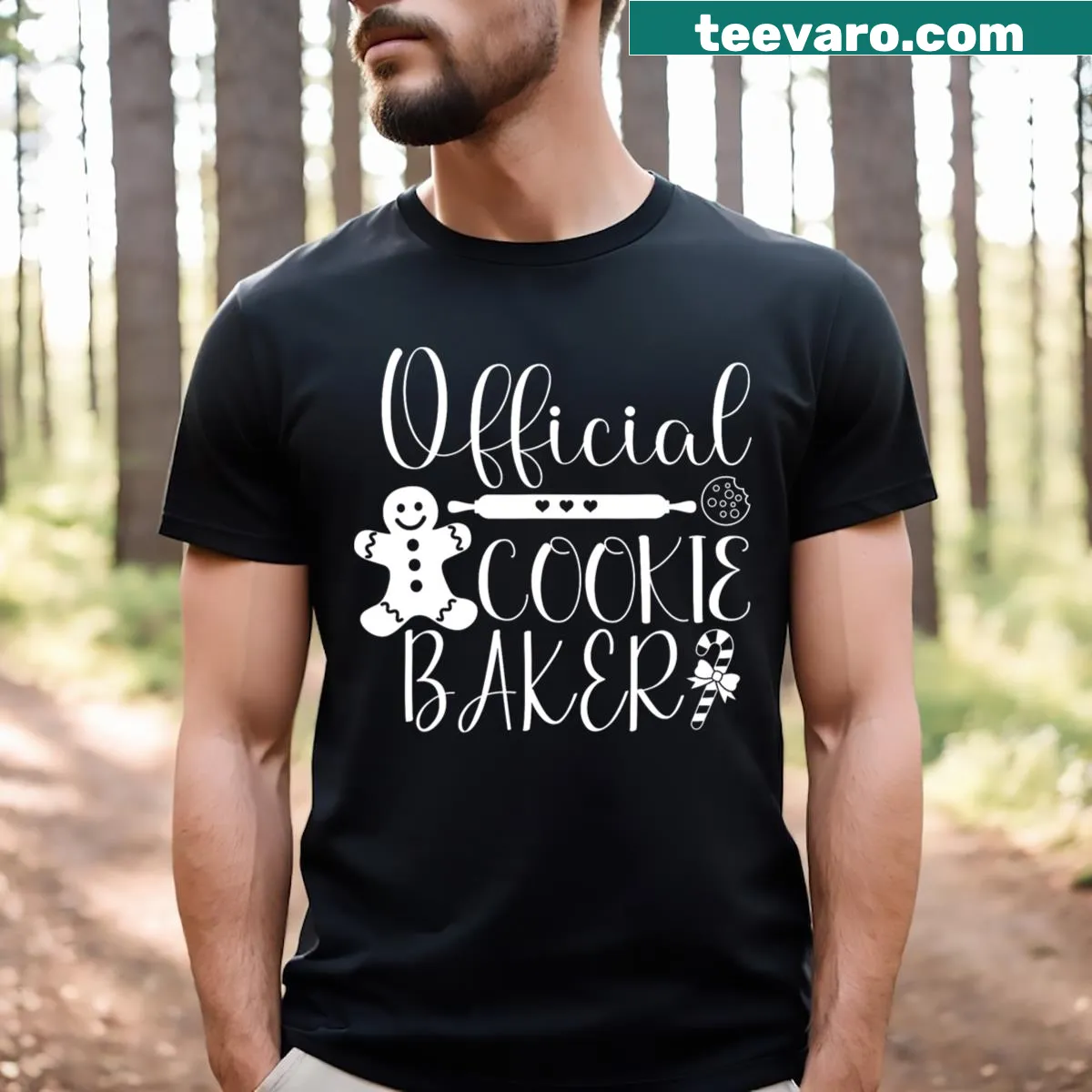Funny Christmas Couples T-shirt for cookie bakers — on a men's t-shirt