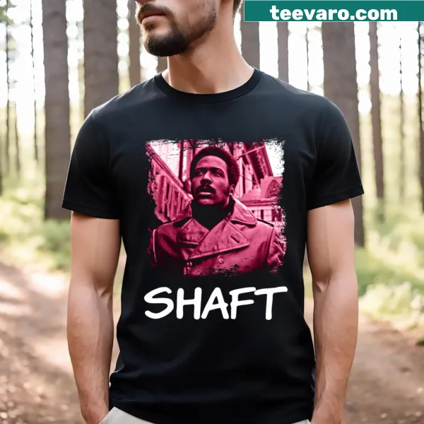 Vintage graphic T-shirt featuring Detective John Shaft with retro style
