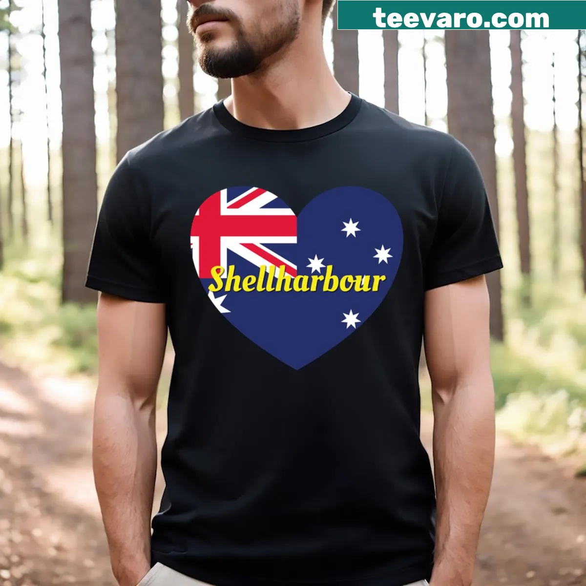 Heart design with Australian flag for Shellharbour lovers — on a men's t-shirt