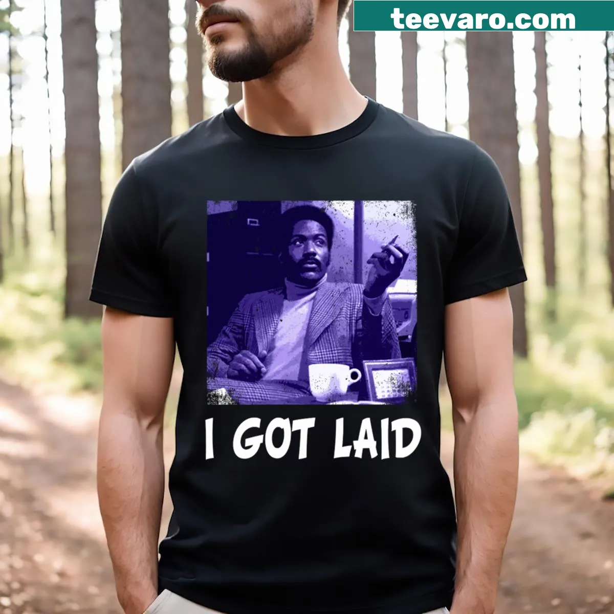 Stylish T-shirt inspired by Detective John Shaft's elegance — on a men's t-shirt