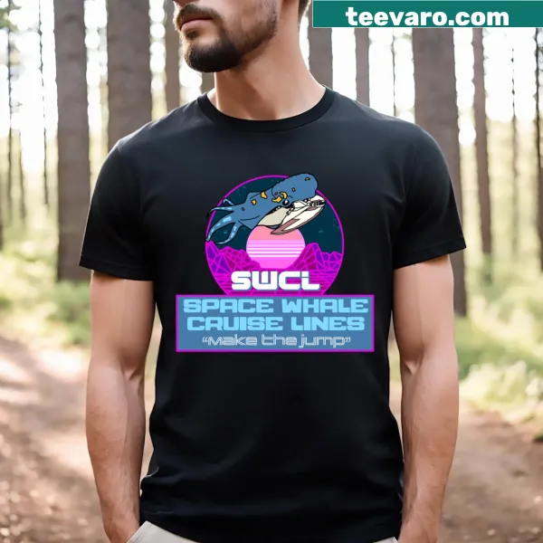 Illustrated T-shirt featuring a space whale theme