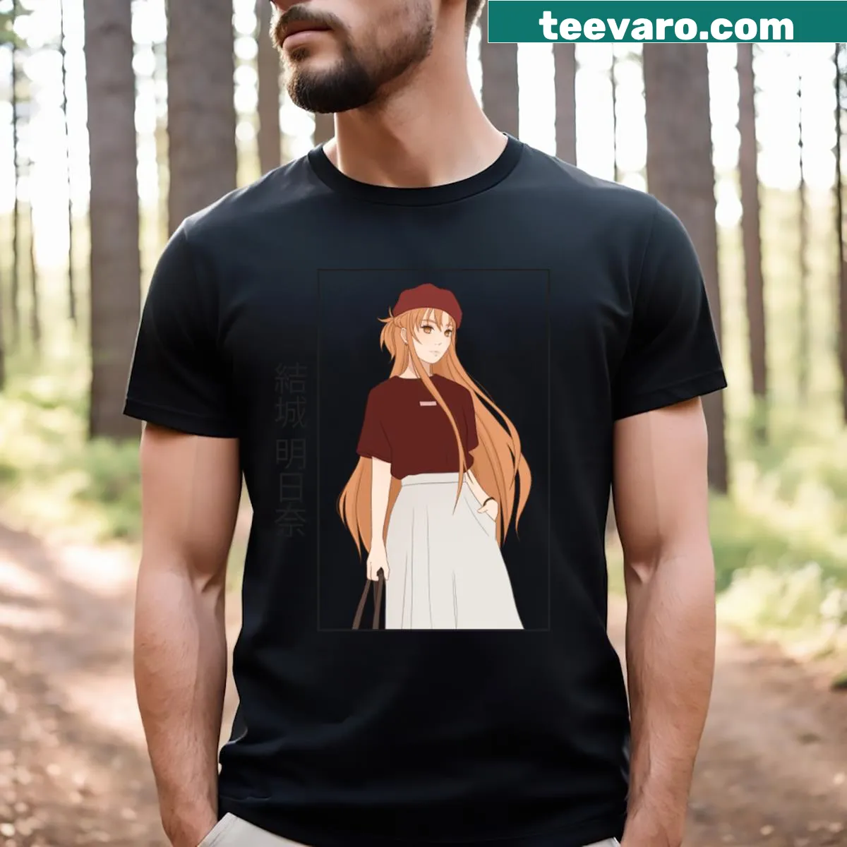 Asuna from Sword Art Online in casual clothes graphic T-shirt — on a men's t-shirt