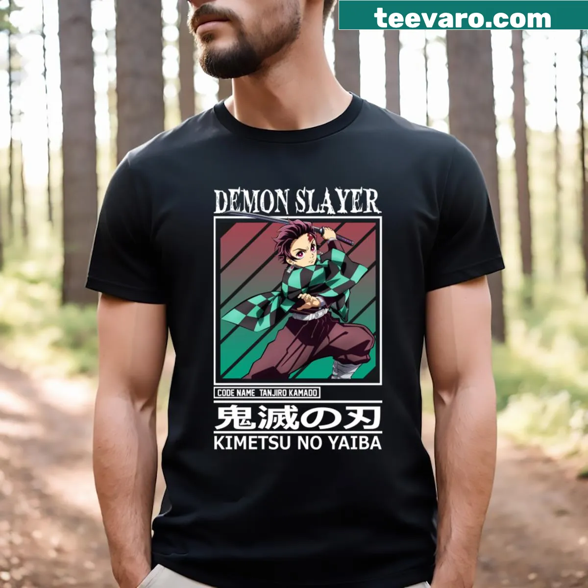 Tanjiro Kamado graphic T-shirt from Demon Slayer — on a men's t-shirt