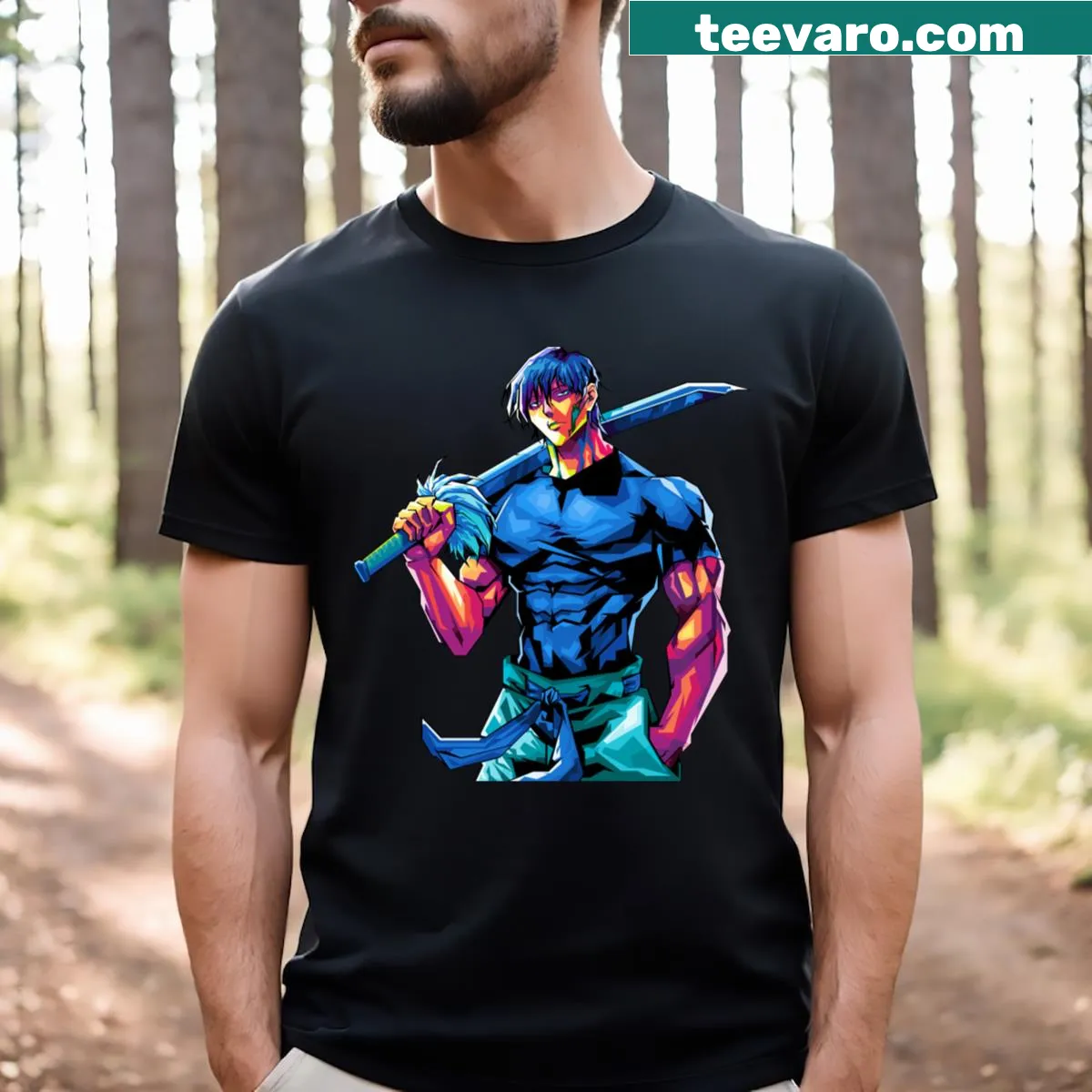 Pop art t-shirt featuring Toji Fushiguro — on a men's t-shirt