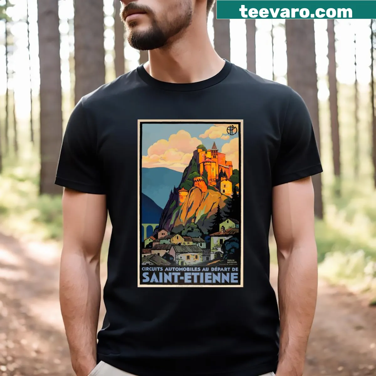 Vintage railway poster design of Cornillon on t-shirt — on a men's t-shirt