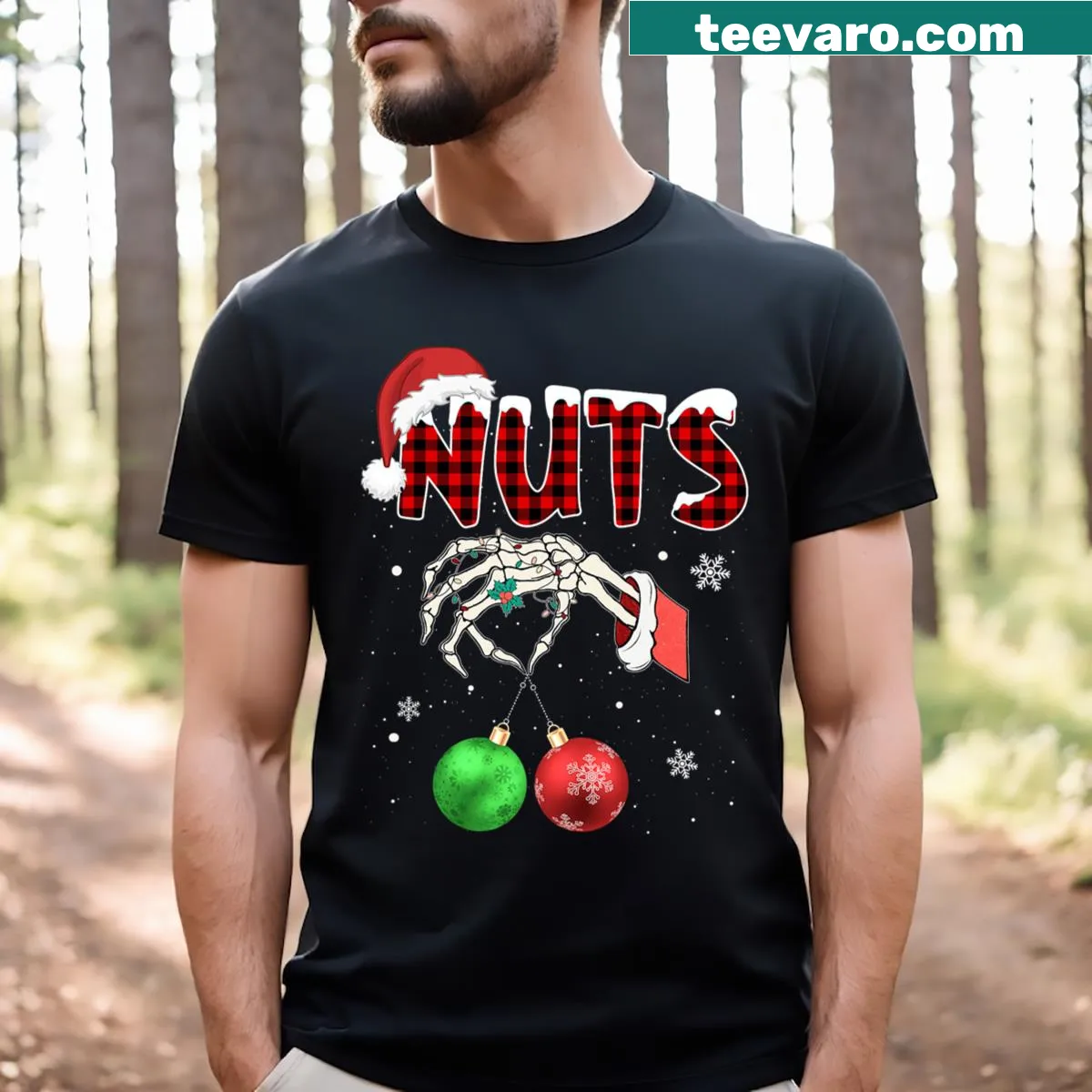 Funny couple matching Christmas tee with playful wordplay — on a men's t-shirt