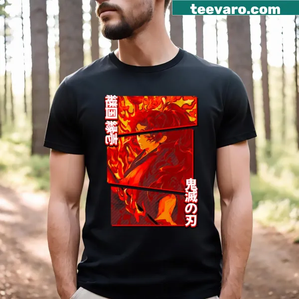 Illustration of Yoriichi Tsugikuni on a T-shirt.