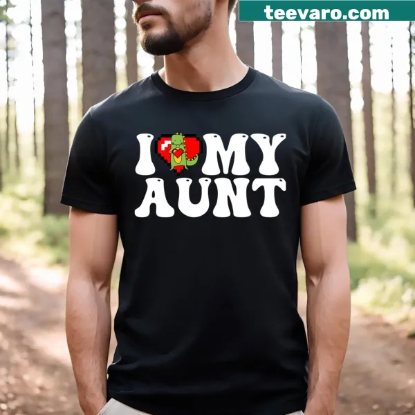 Cute dinosaur graphic T-shirt for kids showing love for their aunt