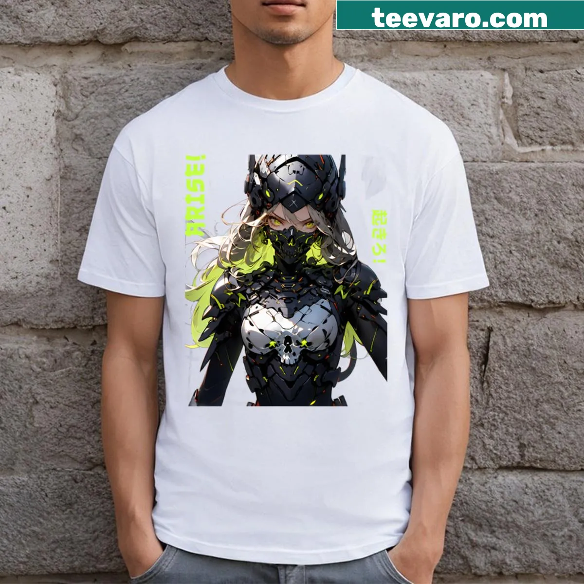 Minimalist T-shirt with the word 'Arise' prominently displayed — on a men's t-shirt