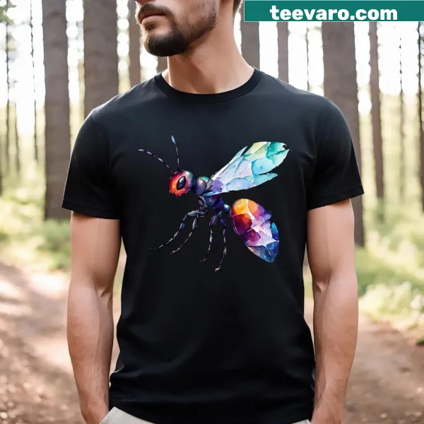 Playful cartoon ant graphic on a T-shirt.