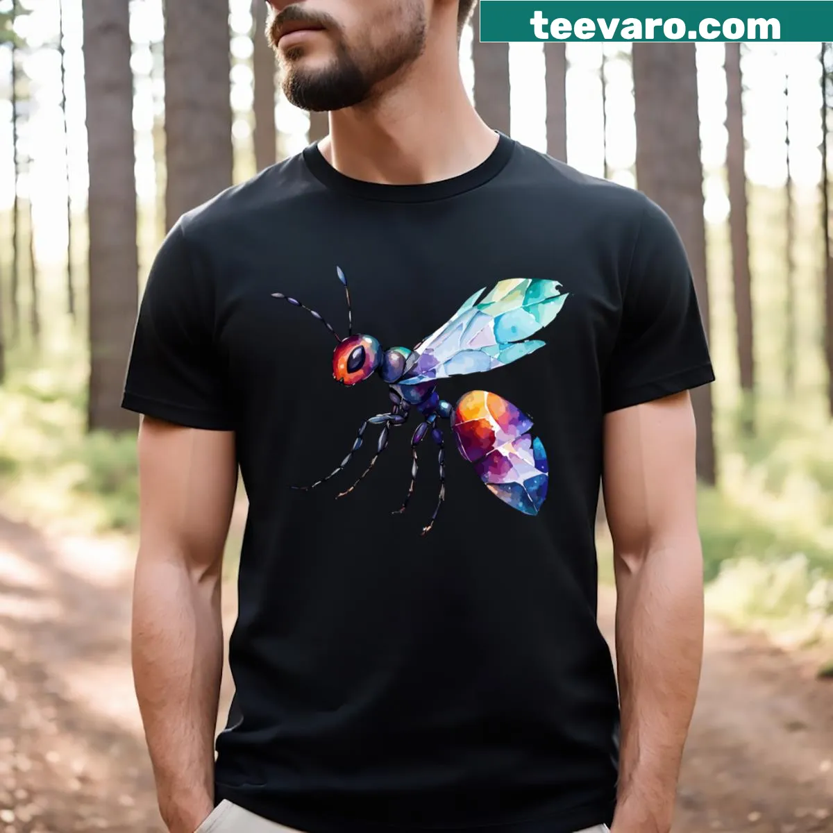 Playful cartoon ant graphic on a T-shirt. — on a men's t-shirt
