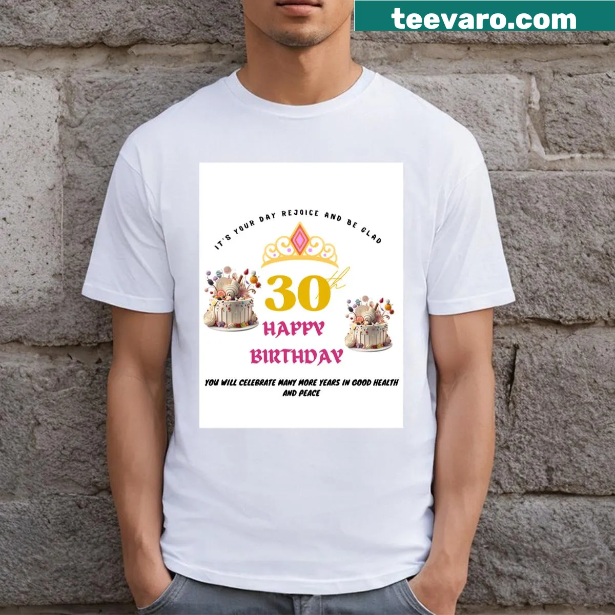 Funny birthday t-shirt for someone turning 30 — on a men's t-shirt