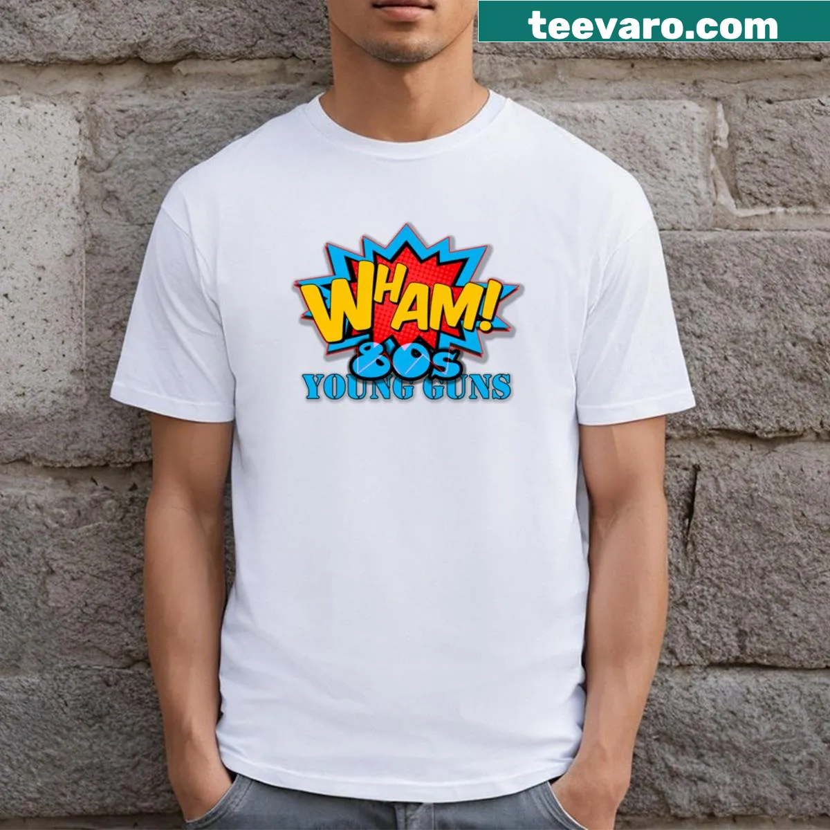 Vintage-inspired Wham! graphic t-shirt — on a men's t-shirt