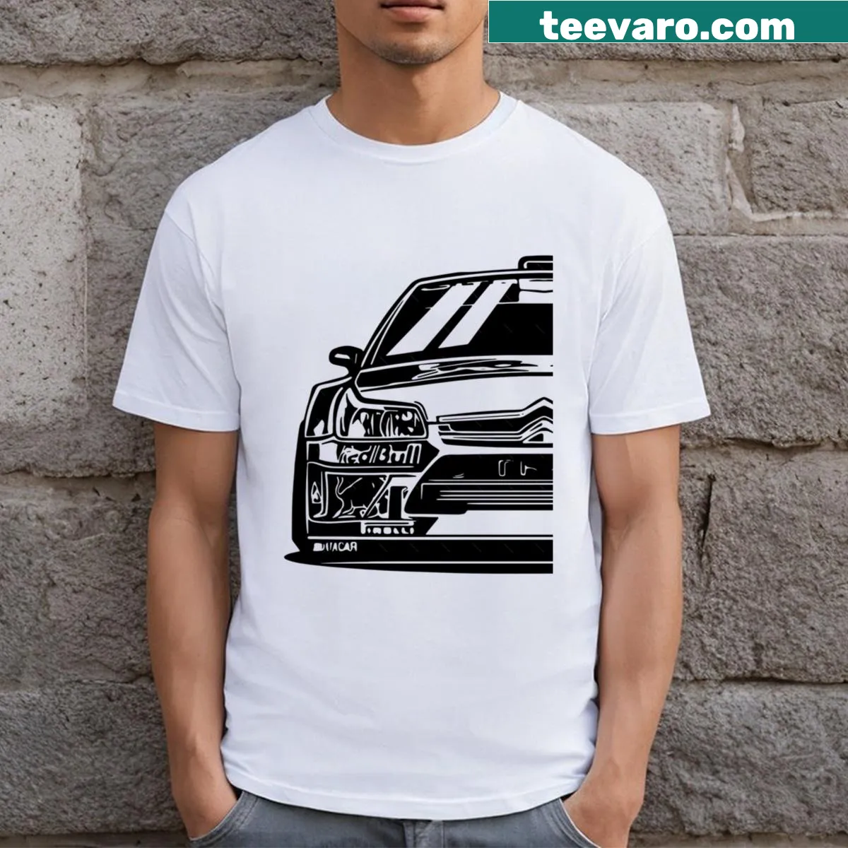 Racing car graphic on a Car Art C4 Wrc t-shirt — on a men's t-shirt