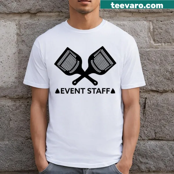 T-shirt designed for cat event staff with playful graphics.