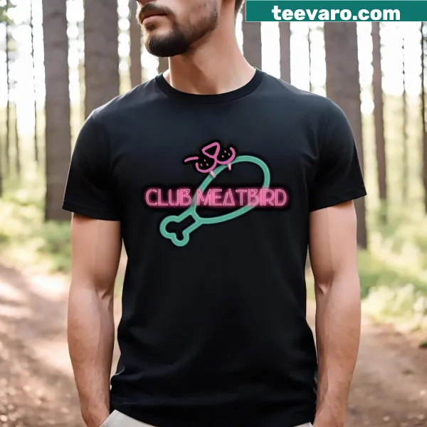 Whimsical illustration for 'Club Meatbird' on T-shirt
