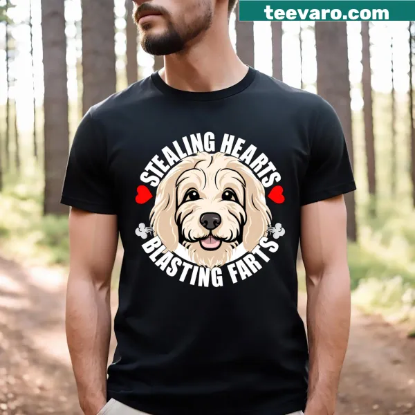 Cute Cockapoo T-shirt featuring a humorous illustration about farts