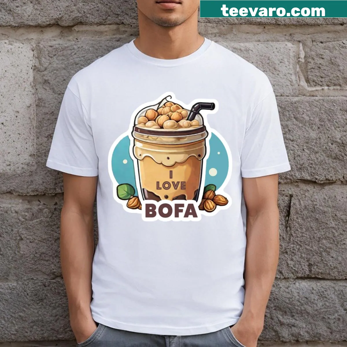 Cartoon bubble tea with humorous text t-shirt — on a men's t-shirt