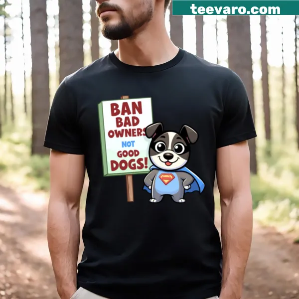 Cute t-shirt featuring a heroic pup illustration promoting pet ownership