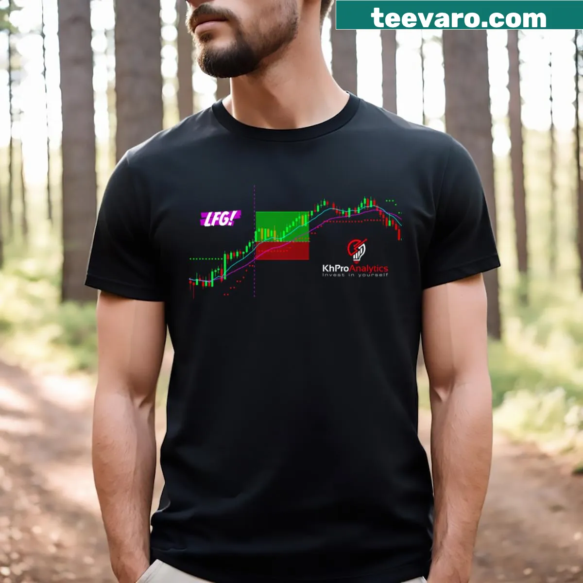 Motivational 'Lfg!' typography T-shirt design — on a men's t-shirt