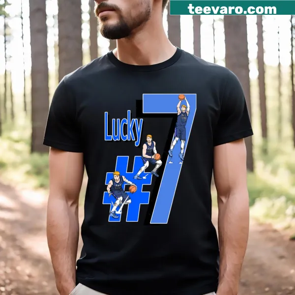 T-shirt with the phrase 'Lucky 7' in bold typography