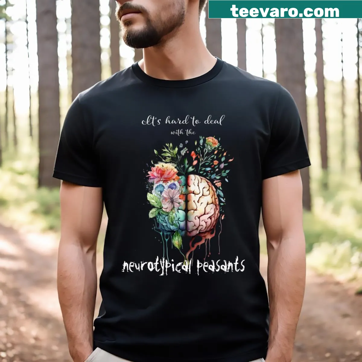 My Neurodiverse Brain t-shirt with bold typography — on a men's t-shirt