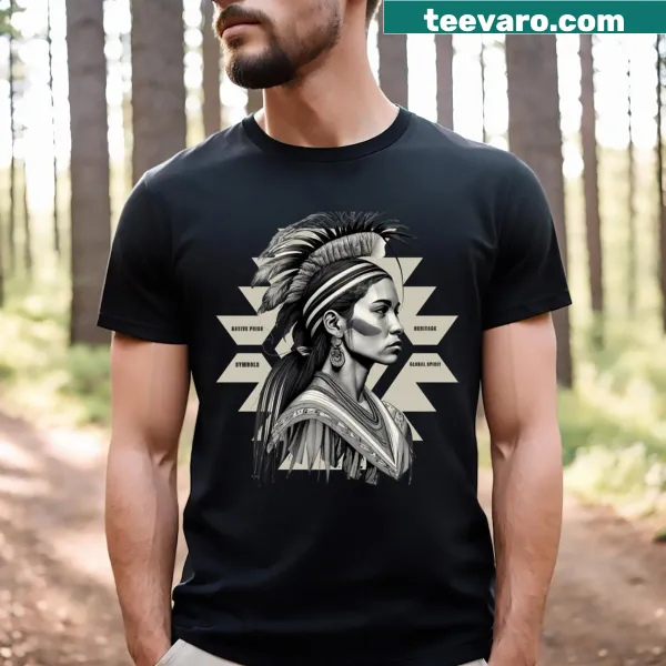 T-shirt featuring thoughtful typography on Native American history
