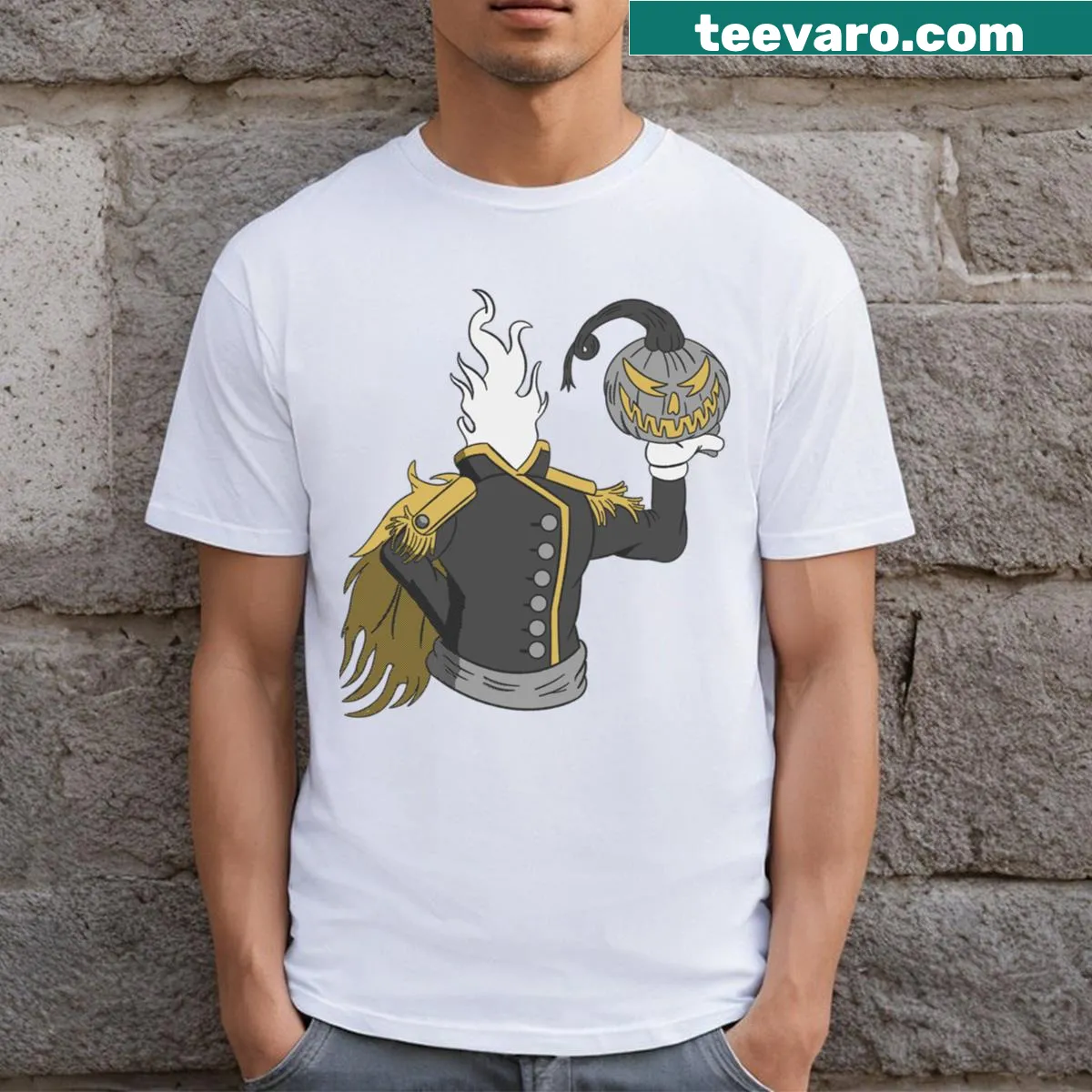 Headless Horseman riding through a moonlit night — on a men's t-shirt