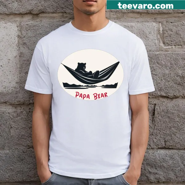 Illustration of a bear in a hammock on a T-shirt