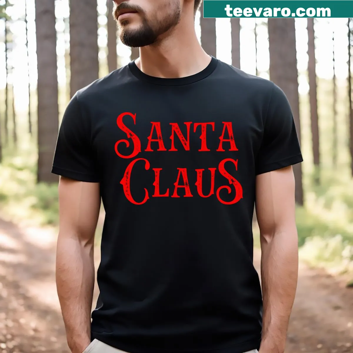 Gothic-style Santa Claus design on a Christmas t-shirt — on a men's t-shirt