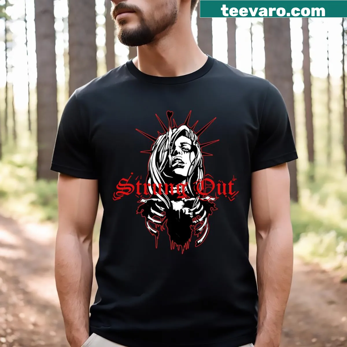 Gothic Queen graphic t-shirt for a punk rock band. — on a men's t-shirt