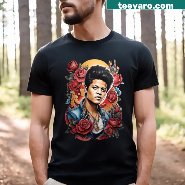 Bruno Mars inspired T-shirt featuring a tattoo-like illustration