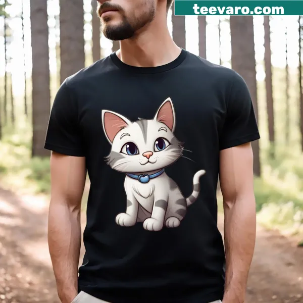 Playful cartoon kitten graphic on an adorable T-shirt