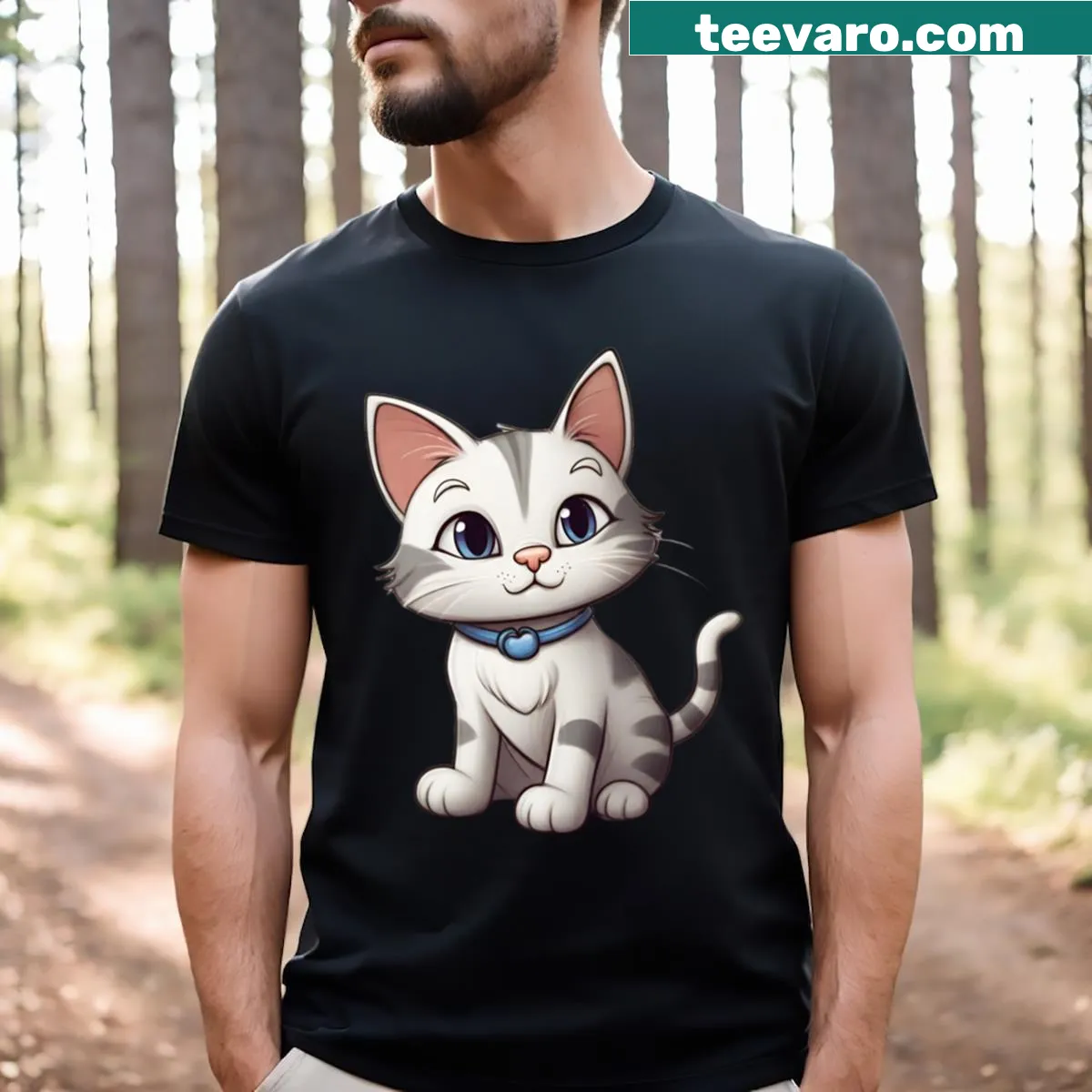Playful cartoon kitten graphic on an adorable T-shirt — on a men's t-shirt