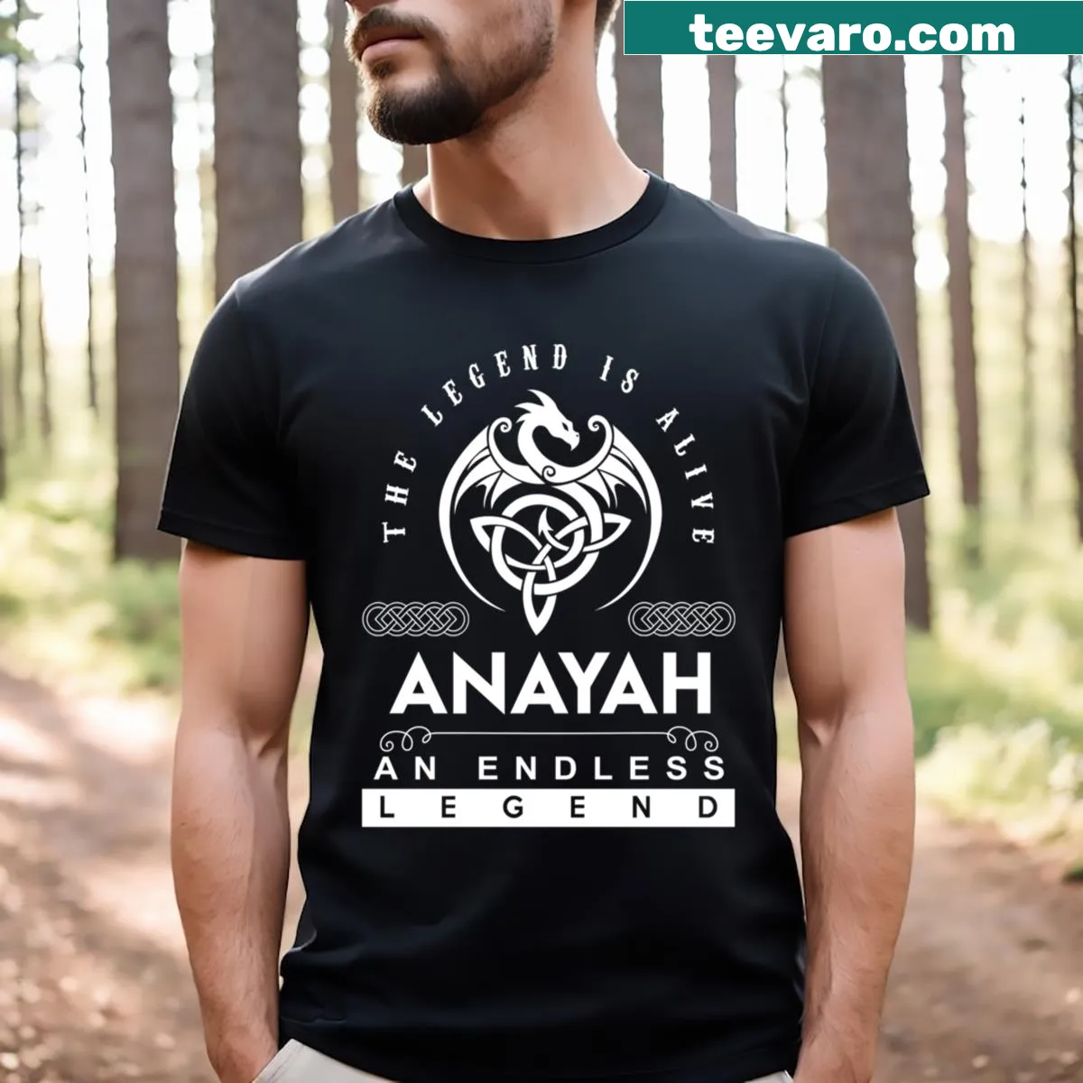 T-shirt prominently featuring the name 'Anayah' in a unique design — on a men's t-shirt