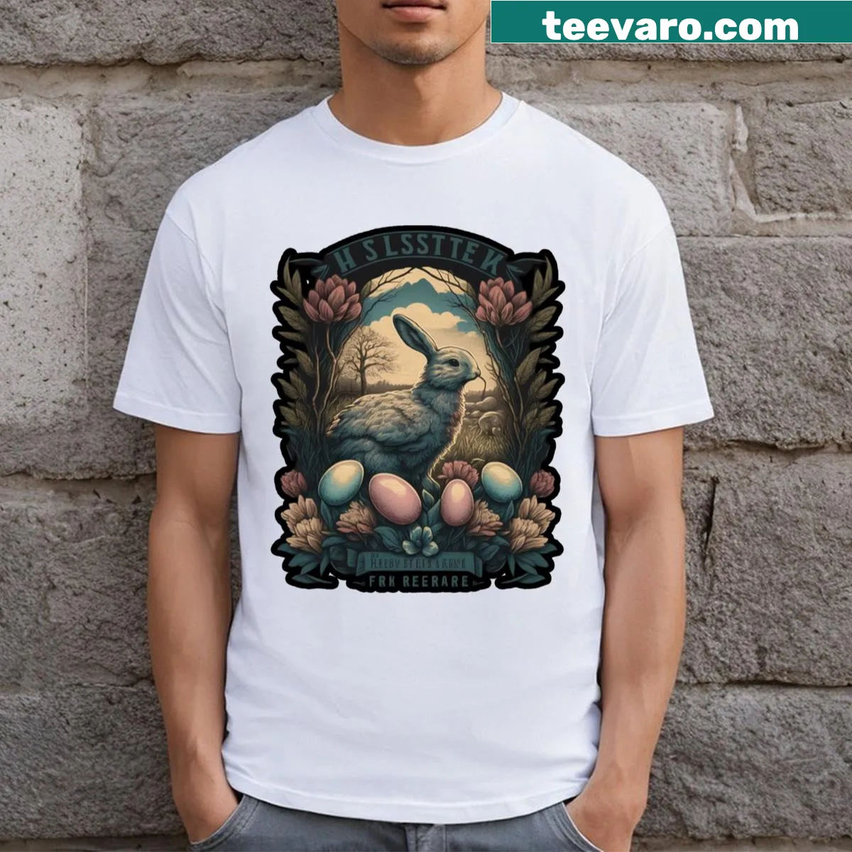 Floral-themed illustration T-shirt inspired by an art poster — on a men's t-shirt