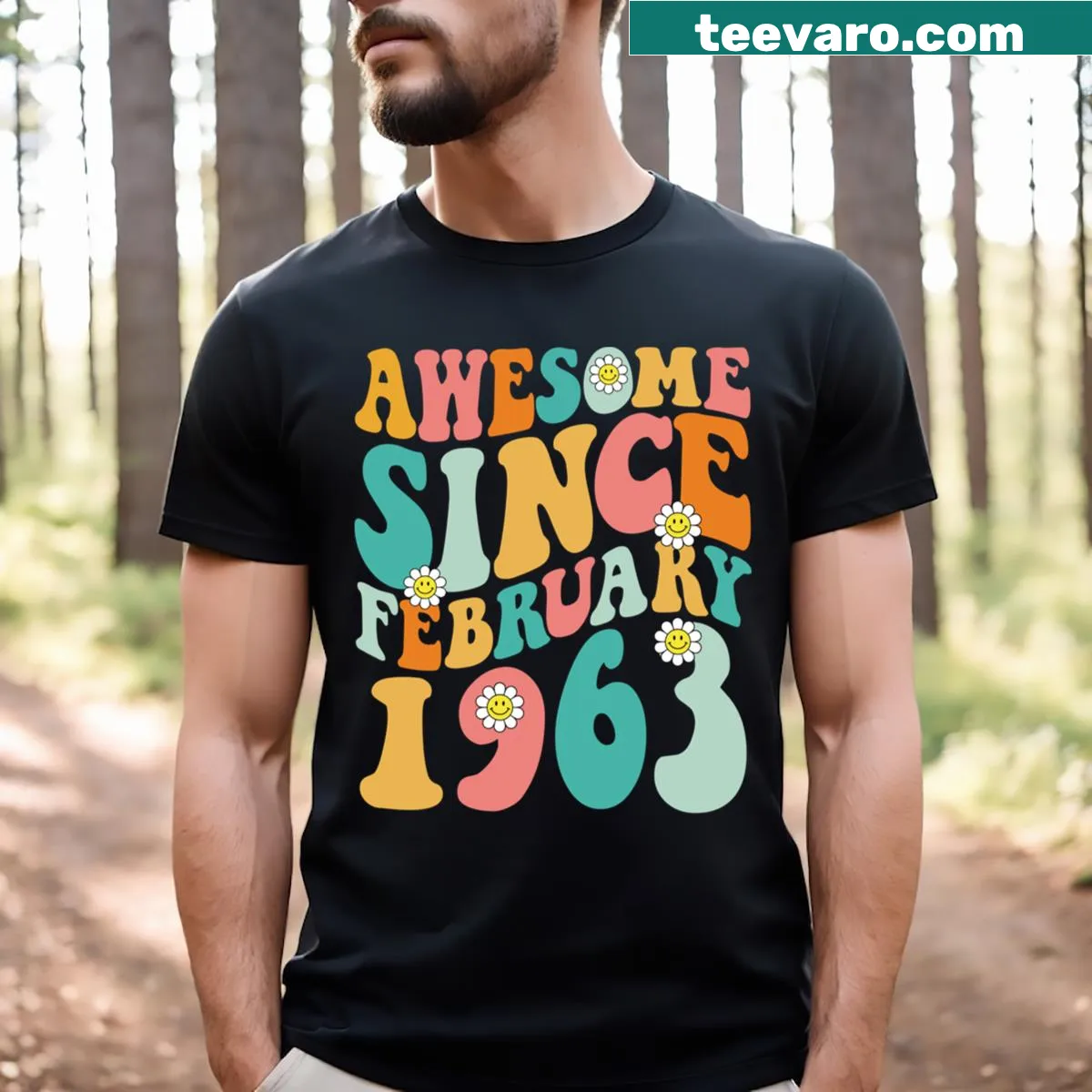 Retro birthday T-shirt celebrating 1963 with nostalgic text — on a men's t-shirt