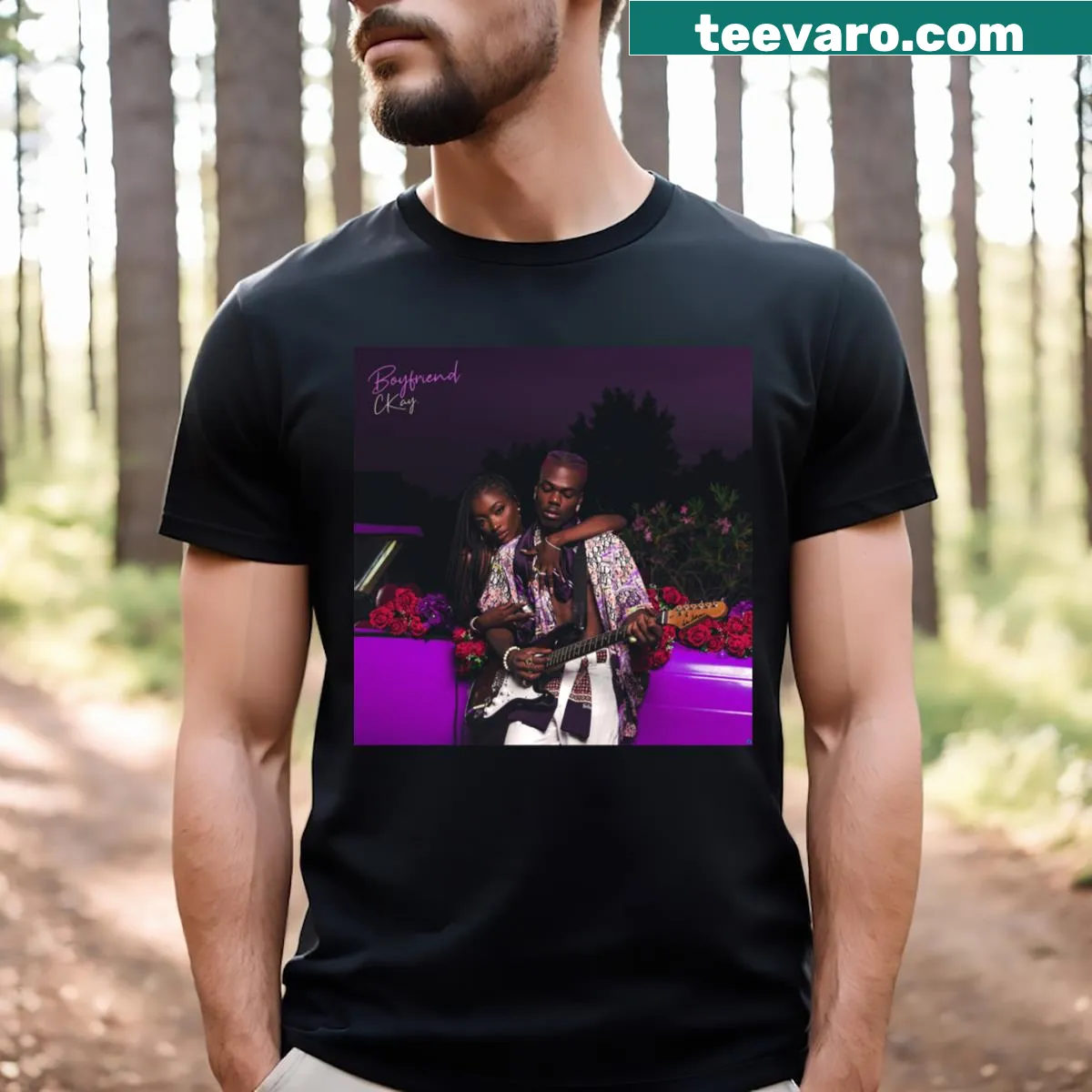 Artistic music-themed design on a Ckay poster T-shirt — on a men's t-shirt