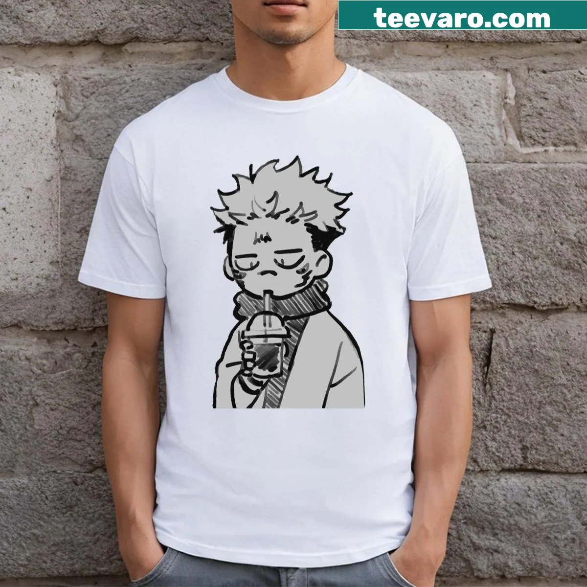 Illustrated cute Sukuna design T-shirt — on a men's t-shirt