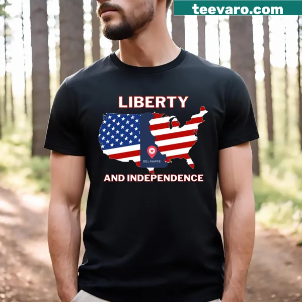 Minimalist design with 'Delaware' text on t-shirt